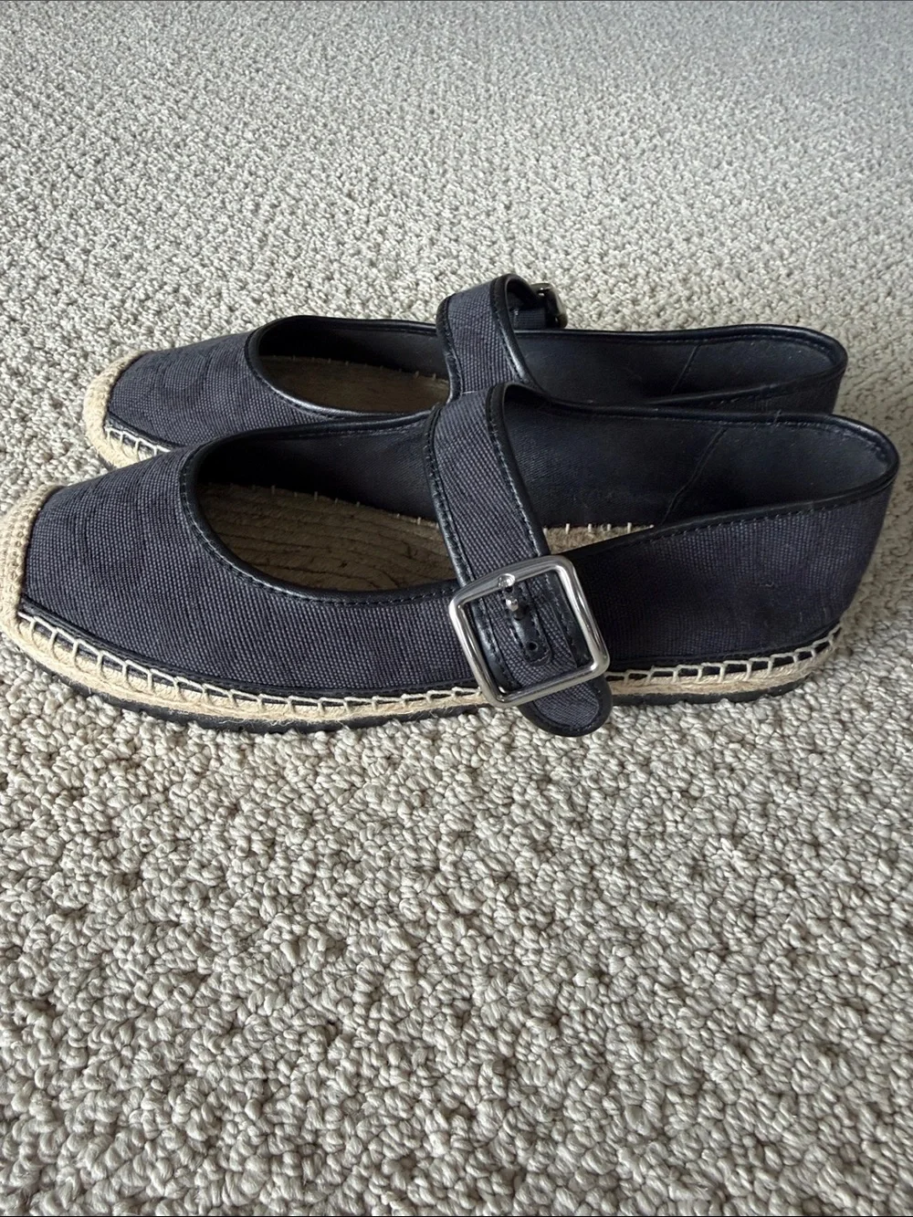 Coach Black Espadrille Mary Jane Flats with Buckle